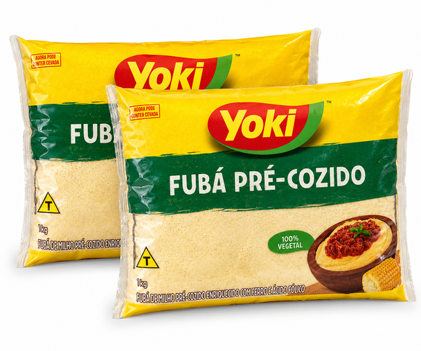 Yoki Pre-Cooked Cornmeal 100% Plant-Based, 500 g / 17.64 oz (pack of 2)