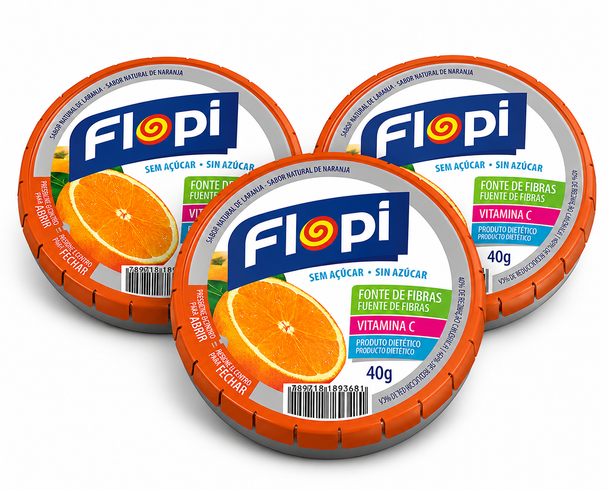 Florestal Flopi Orange Hard Candy, 40 g / 1.41 oz (pack of 3)