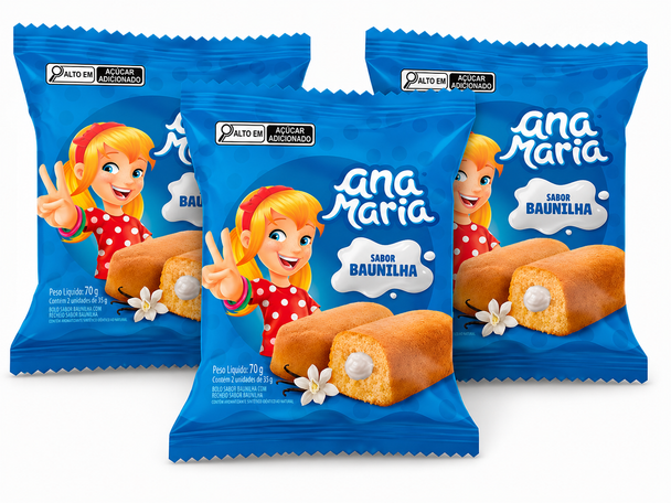 Ana Maria Pullman Vanilla Snack Cake, 70 g / 2.47 oz (pack of 3)