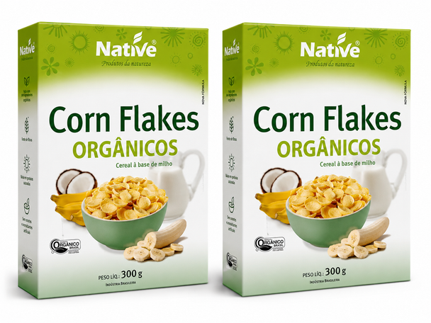 Native Organic Corn Flakes Breakfast Cereal, 300 g / 10.58 oz (pack of 2)