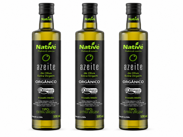 Native Organic Extra Virgin Olive Oil, 500 ml / 16.9 fl oz (pack of 3)