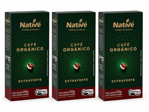 Native Organic Extra Strong Ground Coffee, 250 g / 8.82 oz (pack of 3)