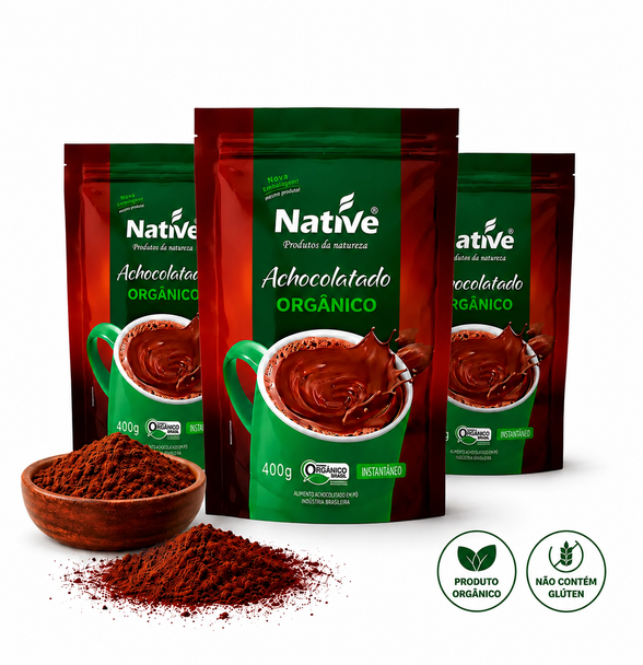 Native Organic Instant Chocolate Drink Mix, 400 g / 14.11 oz (pack of 3)