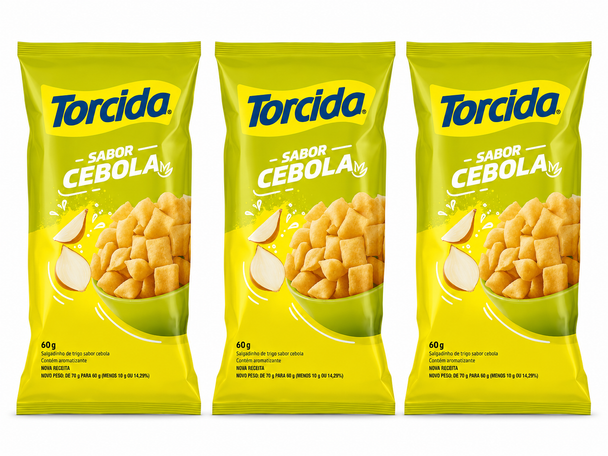 Torcida Onion Flavored Wheat Snack, 60 g / 2.12 oz (pack of 3)