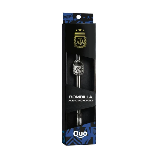 Quo AFA 3 Stars Crest Stainless Steel Bombilla with Case Official Licensed