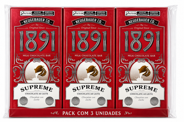 Neugebauer 1891 Supreme Milk Chocolate Bar, 90 g / 3.17 oz (pack of 3)