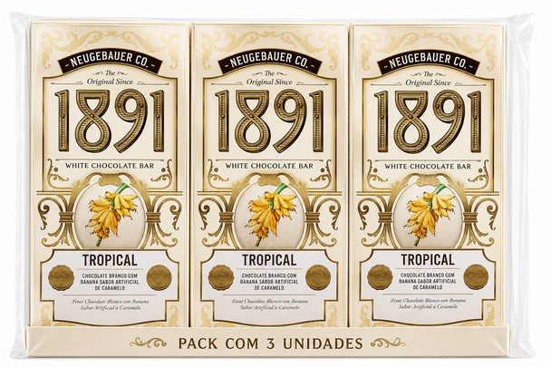 Neugebauer 1891 Tropical Chocolate Bar, 90 g / 3.17 oz (pack of 3)