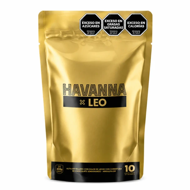 Havanna x Leo Gold Limited Edition Milk Chocolate Mini Alfajores with Dulce de Leche, 300 g / 10.58 oz (pack of 10)
