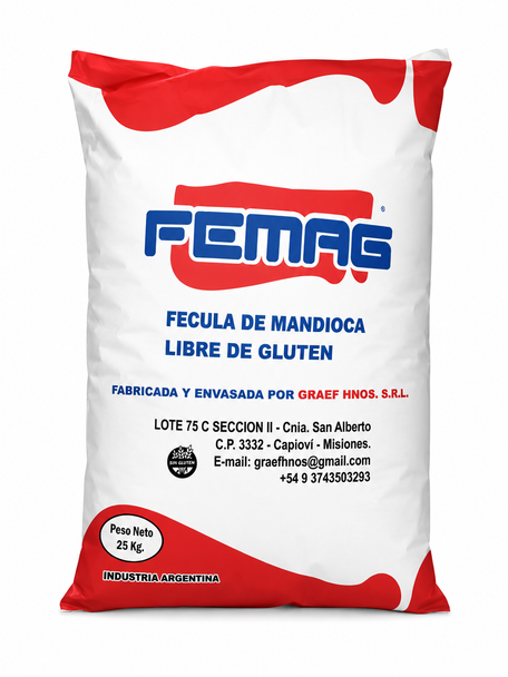 Femag Cassava Starch Gluten Free Tapioca Flour, 25 kg / 55.12 lb