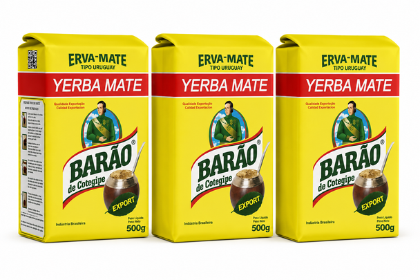 Barao Original Uruguayan Style Yerba Mate No Sugar Added, 500 g / 17.64 oz (pack of 3)