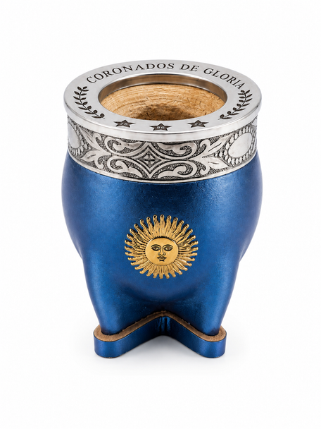 Laska Imperial Gourd Mate Blue Leather with Sun of May Detail