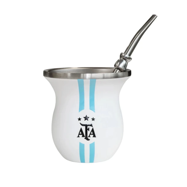 Kyma AFA Limited Edition White Stainless Steel Mate Cup with Bombilla