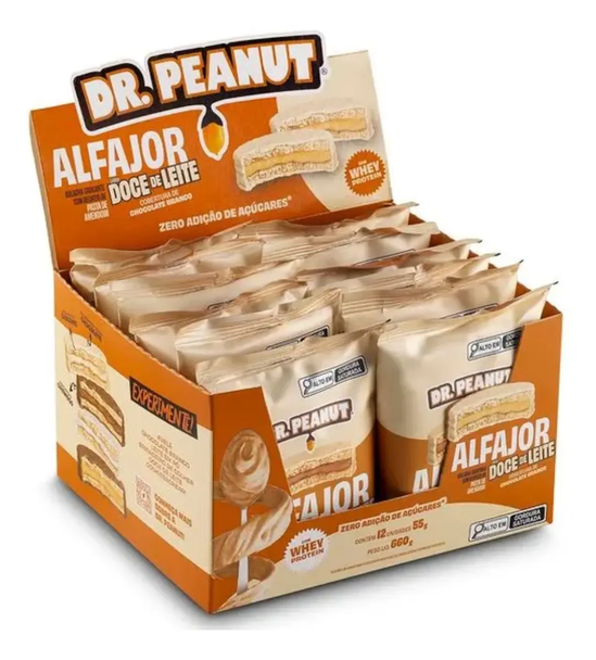 Dr. Peanut White Chocolate Alfajor with Dulce de Leche & Whey Protein, 420 g / 14.82 oz (box of 12)