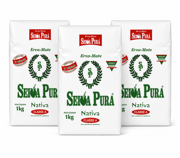 Seiva Pura Nativa Chimarrão Yerba Mate Class A Vacuum Packed, 1 kg / 35.27 oz (pack of 3)