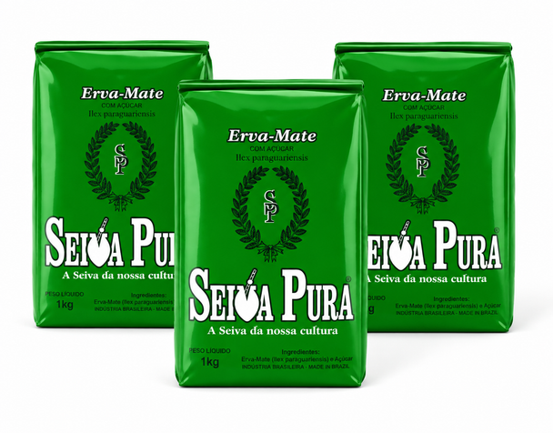 Seiva Pura Chimarrão Yerba Mate with Added Sugar, 1 kg / 35.27 oz (pack of 3)