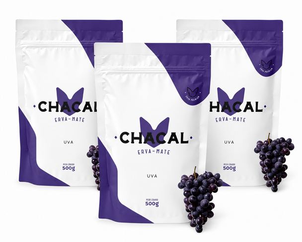 Chacal Premium Tereré Yerba Mate Grape Flavor, 500 g / 17.64 oz (pack of 3)