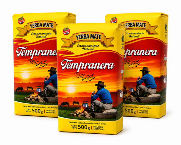 La Tempranera Traditional Yerba Mate with Stems, 500 g / 17.64 oz (pack of 3)