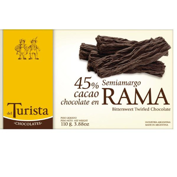 Del Turista Chocolate Amargo En Rama Bitter Twirled Chocolate 45% Dark Cacao, 110 g / 3.88 oz