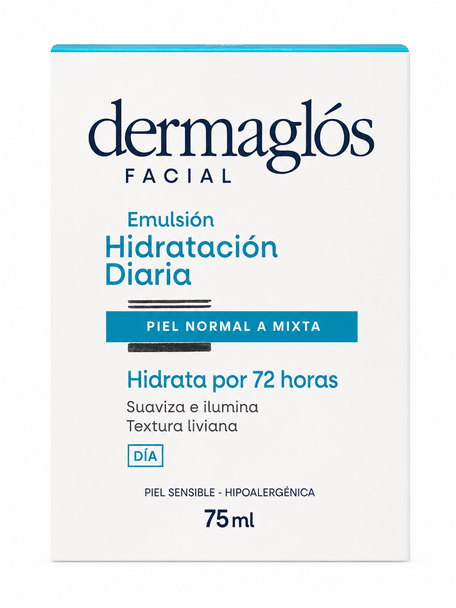 Dermaglós Facial Daily Hydrating Day Emulsion for Normal to Combination Skin, 75 ml / 2.54 fl oz