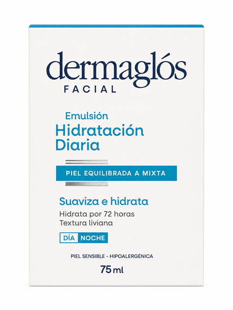 Dermaglós Facial Daily Hydrating Day & Night Emulsion Balanced to Combination Skin, 75 ml / 2.54 fl oz