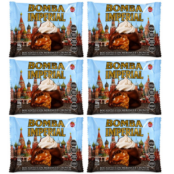 Bomba Imperial Dulce de Leche & Meringue Crunch Filled Chocolate Snack, 50 g / 1.76 oz (Pack of 6)
