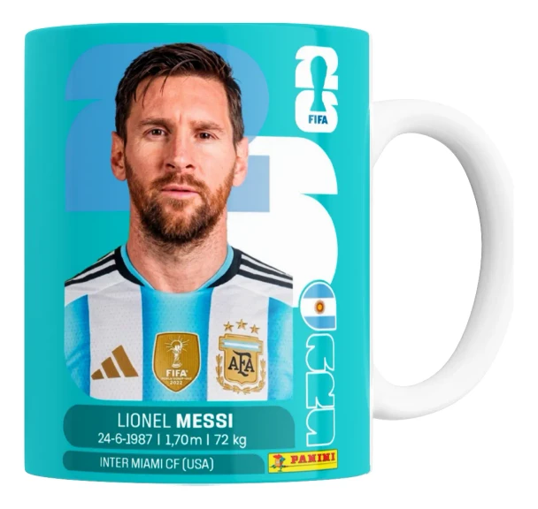Taza Ceramic Mug Argentina Lionel Messi World Cup 2026 Sticker Design