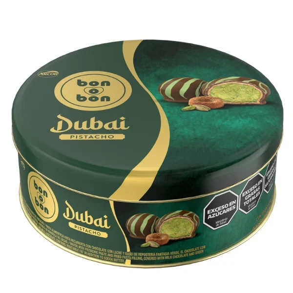 Arcor Bon o Bon Dubai Pistachio Filled Chocolates Tin - 165 g / 5.82 oz