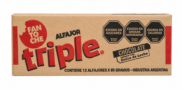 Fantoche Triple Chocolate Alfajor Filled with Dulce de Leche, 85 g / 3.0 oz (Box of 12)