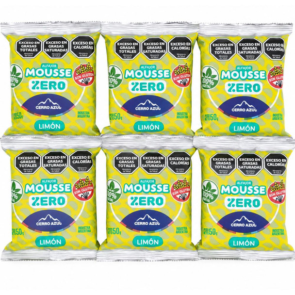 Cerro Azul Alfajor with Lemon Mousse Filling, Gluten-Free Alfajor Relleno de Mousse de Limón, 50 g / 1.76 oz (pack of 6)