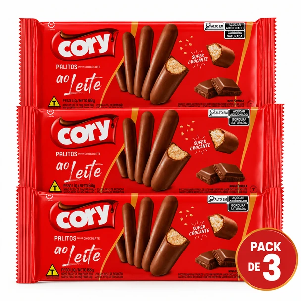 Cory Milk Chocolate Covered Biscuit Sticks, 68 g / 2.40 oz (pack of 3)