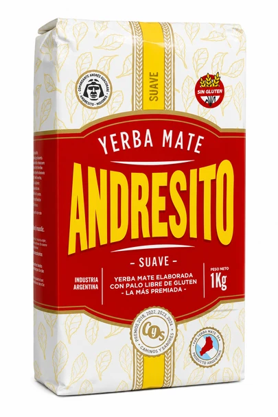 Andresito Suave Yerba Mate with Stems Gluten Free, 1 kg / 2.2 lb