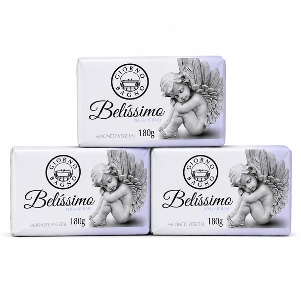 Giorno Bagno Belissimo Bar Soap, 100% Plant-Based, Vegan, 180 g / 6.35 oz (pack of 3)