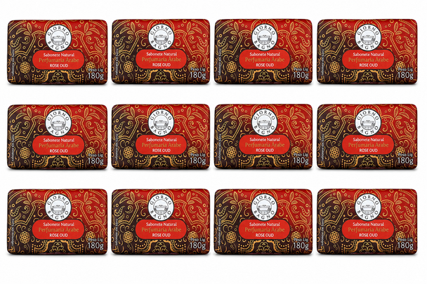 Giorno Bagno Rose Oud Bar Soap, Vegan, Hypoallergenic, 180 g / 6.35 oz (box of 12)