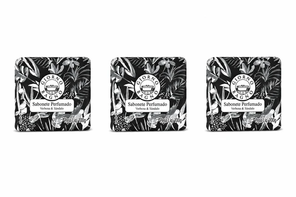Giorno Bagno Verbena & Sandalwood Bar Soap, 100% Plant-Based, 100 g / 3.53 oz (pack of 3)