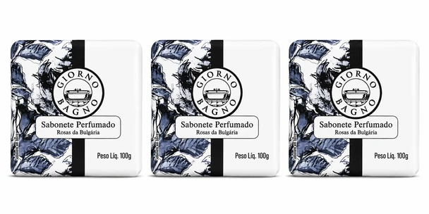 Giorno Bagno Bulgarian Rose Bar Soap, Natural & Perfumed, 100 g / 3.53 oz (pack of 3)
