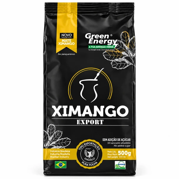 Ximango Export Pura Folha Green Energy Yerba Mate, Stem-Free, 500 g / 17.64 oz