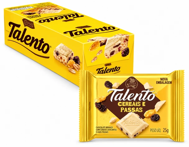 Garoto Mini Talento Cereals & Raisins White Chocolate Box, 25 g / 0.88 oz Each (15 Units)