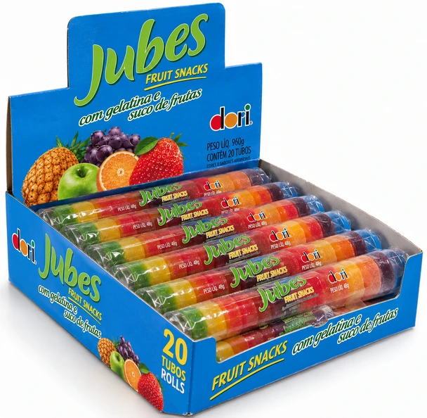 Dori Jubes Fruit Snacks with Gelatin & Fruit Juice, 48 g / 1.69 oz (box of 20)