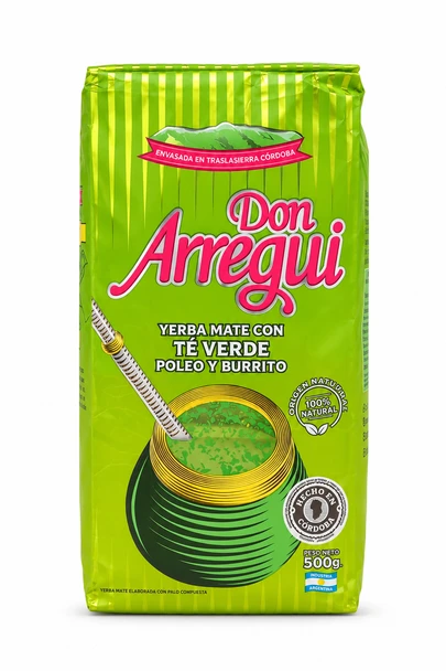 Don Arregui Yerba Mate with Green Tea, Poleo & Burrito, 500 g / 17.6 oz