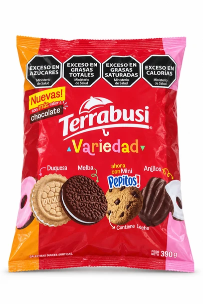 Galletitas Terrabusi Variedad Assorted Cookies Boca de Dama, Mini Pepitos, Duquesa, Anillos & Melba, 390 g / 13.75 oz bag