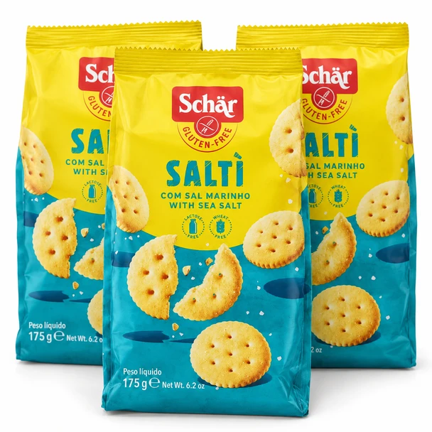 Schar Salti Gluten Free Salted Crackers, Lactose Free, 175 g / 6.17 oz (pack of 3)