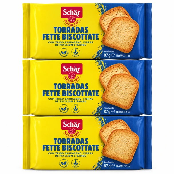 Schar Fette Croccanti Traditional Gluten Free Crispbread Toast, 87 g / 3.07 oz (pack of 3)