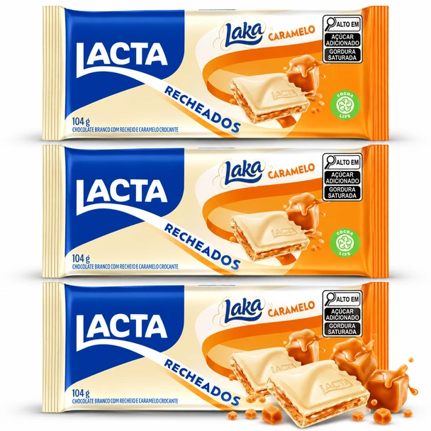 Lacta Laka White Chocolate Bar with Salted Caramel Filling, 104 g / 3.67 oz (pack of 3)