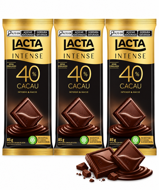 Lacta Intense 40% Cocoa Dark Chocolate Bar, 85 g / 3 oz (pack of 3)
