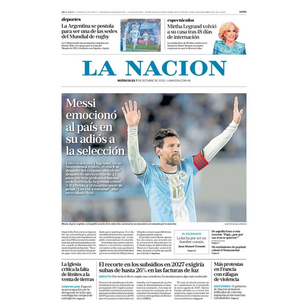 La Nación Newspaper – Lionel Messi Despedida de la Selección Argentina – October 7, 2026