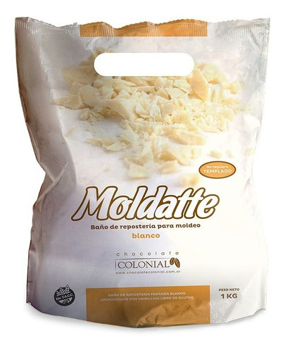 White Chocolate Coating Confectioner's Baño de Repostería Blanco Vanilla Flavored Gluten-Free, 1 kg / 2.2 lb sealed bag