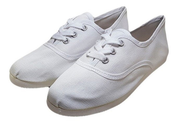 Alpargatas Acordonadas Taba Men's Canvas Flat Shoe Genuine From Argentina, White