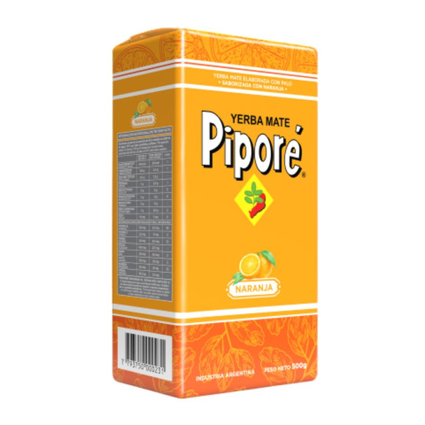 Piporé Yerba Mate Saborizada Naranja Orange Flavored, 500 g / 1.1 lb