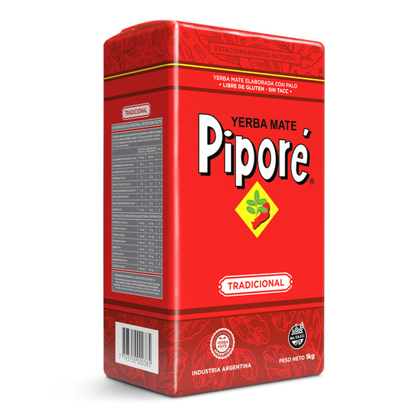 Piporé Traditional Yerba Mate Con Palo Unsmoked Low Powder, 1 kg / 2.2 lb