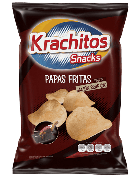 Krachitos Snacks Papas Fritas Potatoes Chips Serrano Ham Flavor, 55 g / 1.94 oz 
